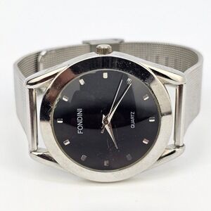 VTG Fondini Men's Watch 36MM Black Dial‎ Gray Mesh Bands New Battery